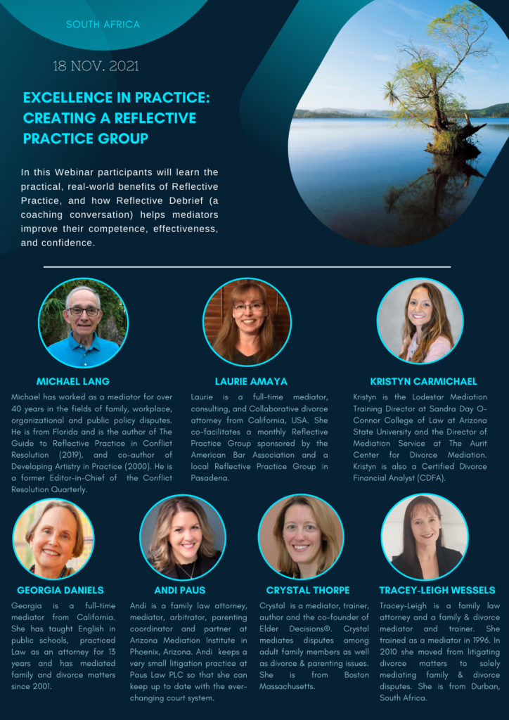 Flyer for Reflective Practice for Mediators webinar